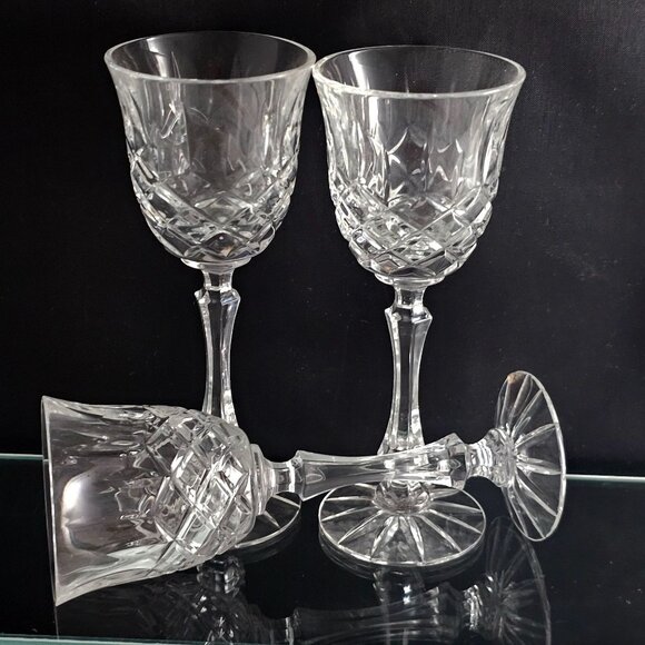 Royal Dartmouth Cut Glass Cordial Glasses 5.5" set-3 vintage elegant crystal - Picture 5 of 14